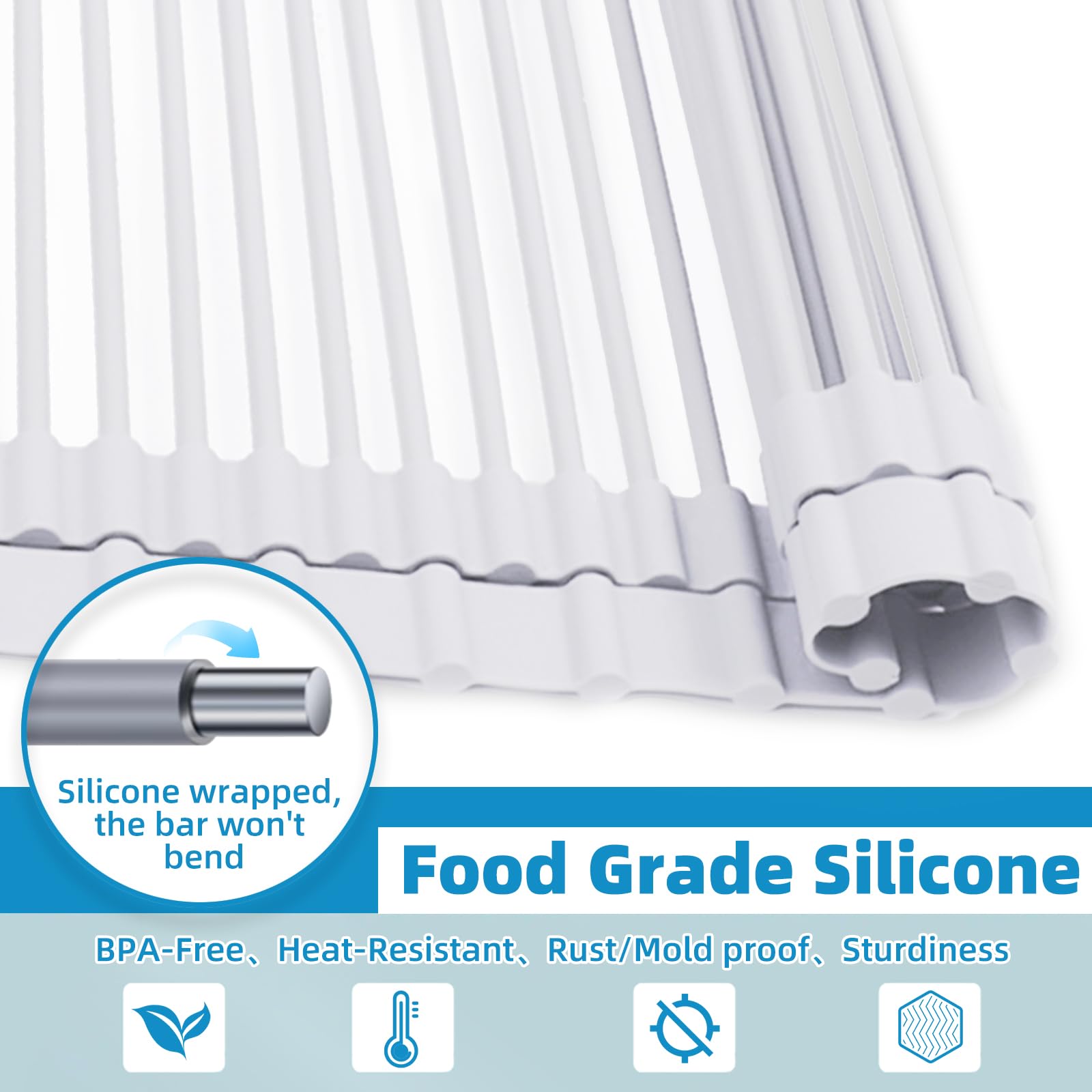 GGXINGYI Silicone Dish Drying Rack Roll Up Over The Sink Expandable(13.98