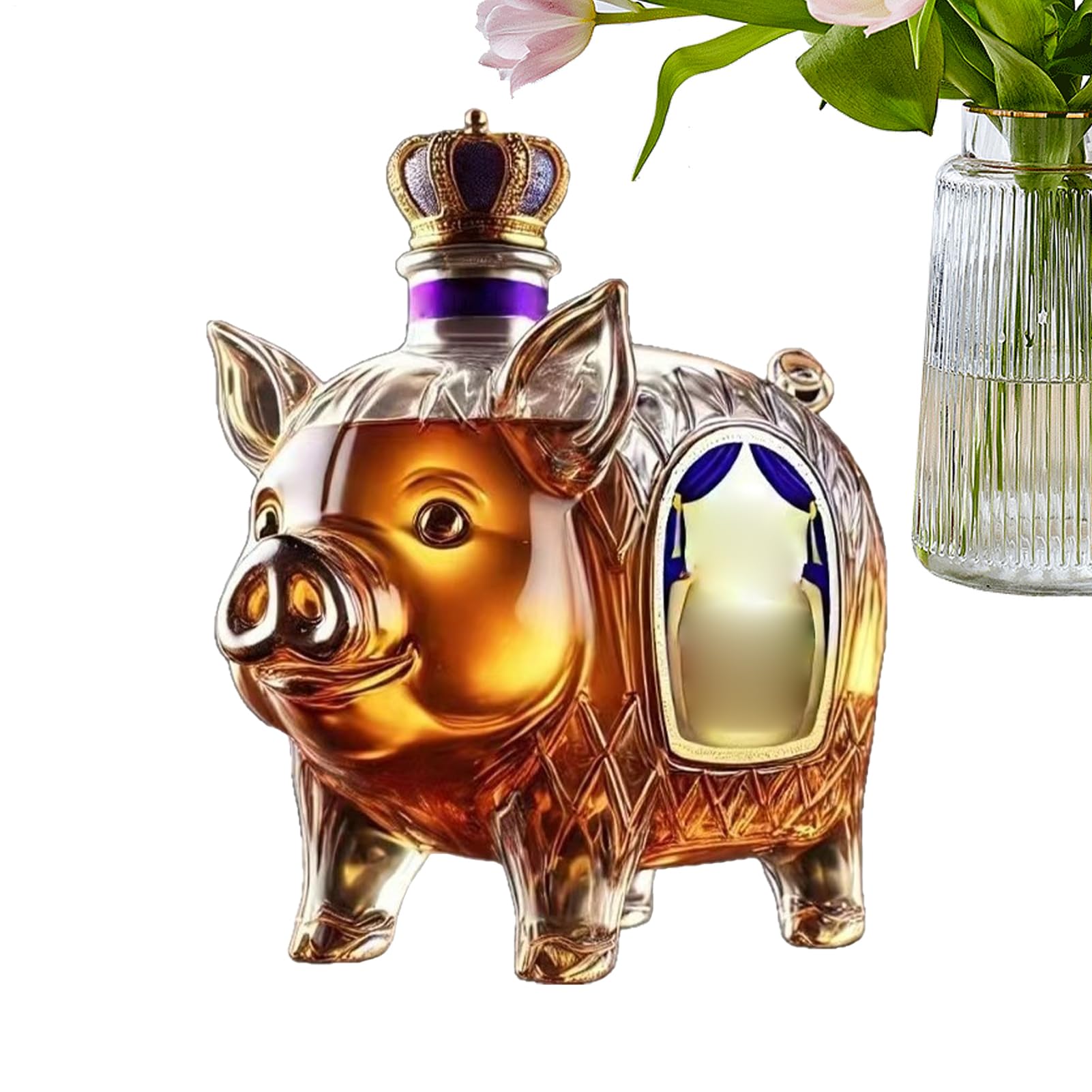 Carafe à whisky 3D haut de gamme : bouteille décorative en verre sculpté