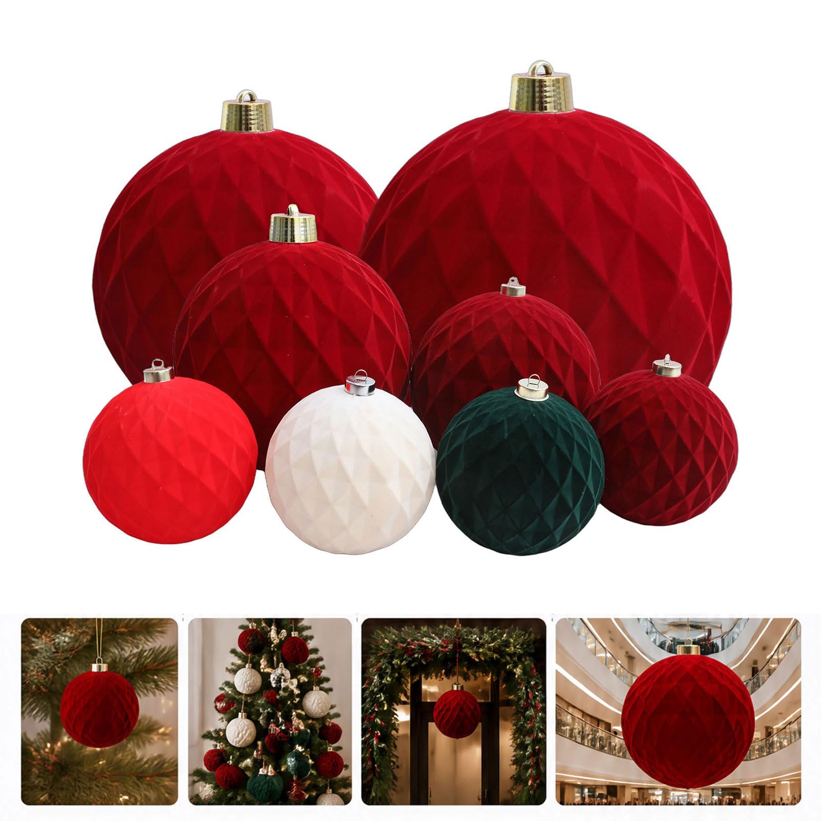 Colgante Decorativo de Bola de Felpa con patrón de rombo para Decoraciones de Techo para Fiestas navideñas en Varios tamaños Decoración centelleante para árbol de Navidad