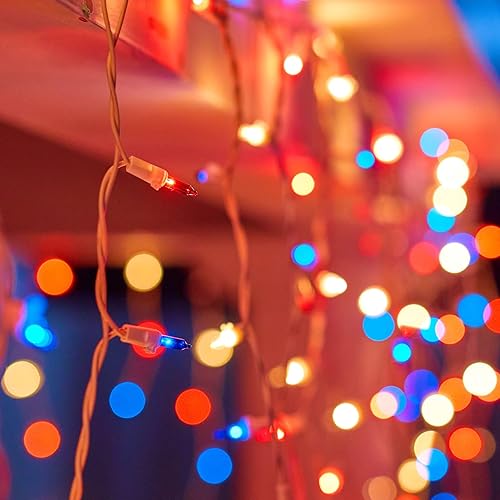 Miniatura 8 de Luces de carámbano decorativas para el 4 de julio tira de luces patrióticas de 108 pies luces rojas blancas y azules para el día de la independencia