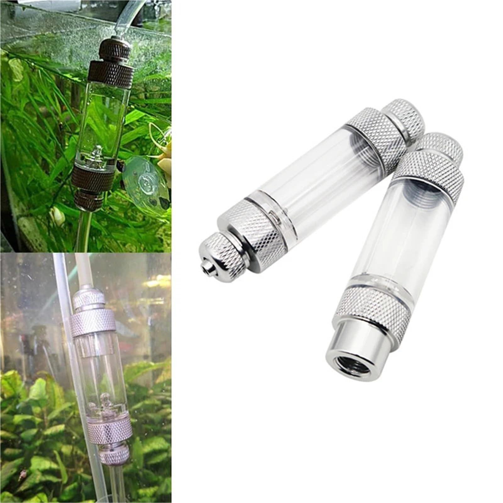 Contador de burbujas CO2 for acuario, válvula retención doble cabezal, regulador pecera, kit sistema difusor, accesorios for bomba aire reactor(Double head)
