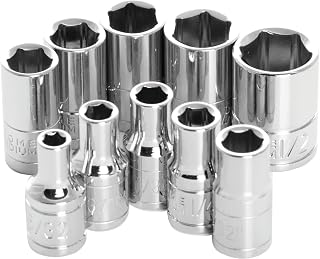 Performance Tool W36002 1/4" Unit 6-Point SAE Socket Set, 10-Piece