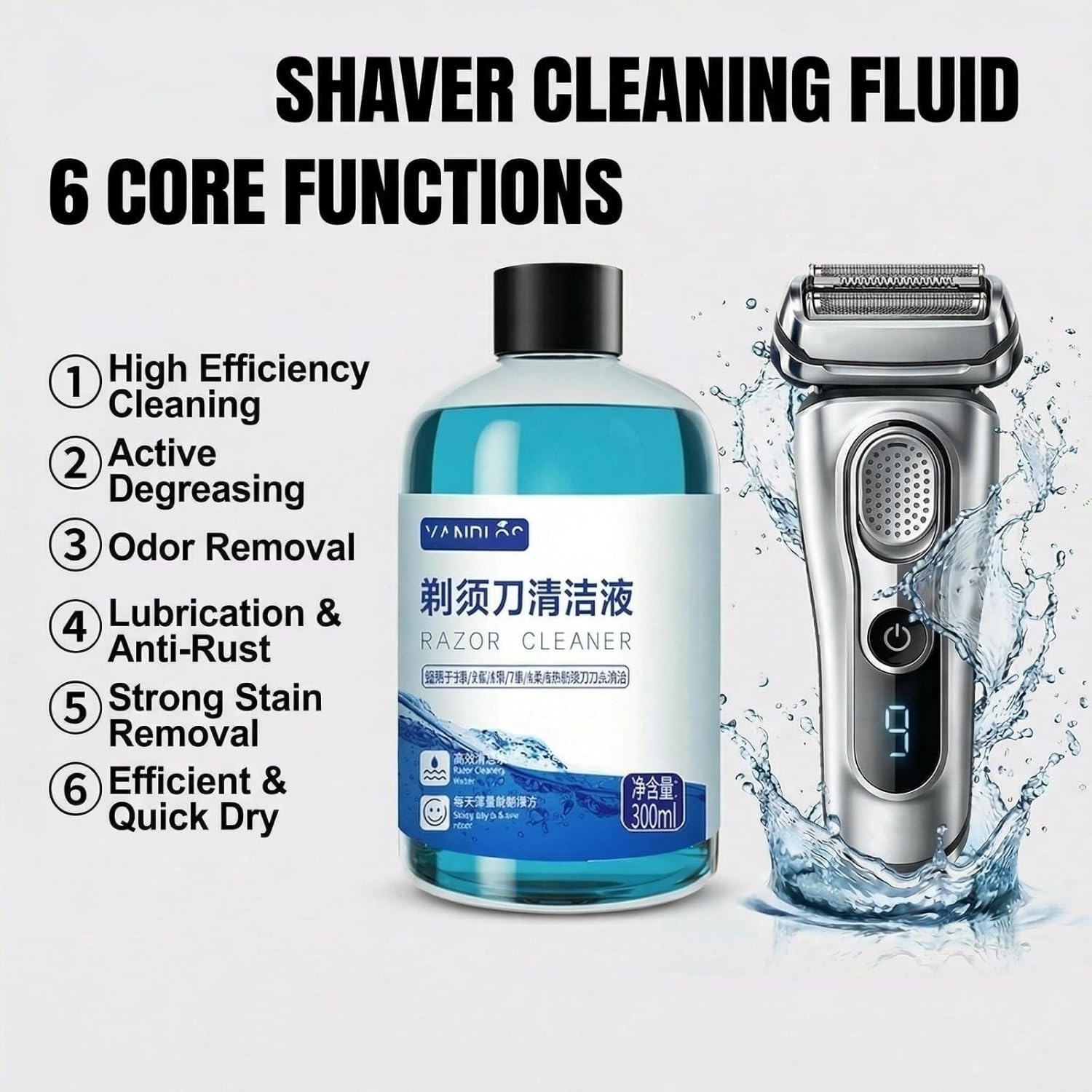 300ml Razor Cleaning Liquid Compatible With Braun Clean & Renew Refill Cartridges CCR2 CCR4(2 pcs)