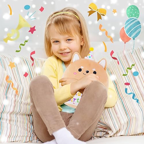 Miniatura 5 de Almohada de felpa de feliz cumpleaños, divertida felpa de 11 pulgadas, decoración de felpa suave y creativa de animales, adecuada como regalo