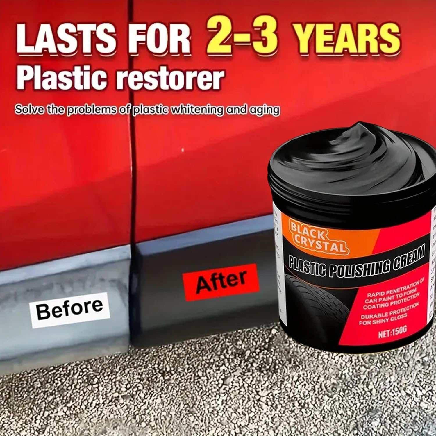 Black Trim Restorer | 150g Rubber Repair Paste - Trim Restorer | for Bumpers Rubber Truck Vehicles Tire Detailing Repair Restoration Headlight Wheel