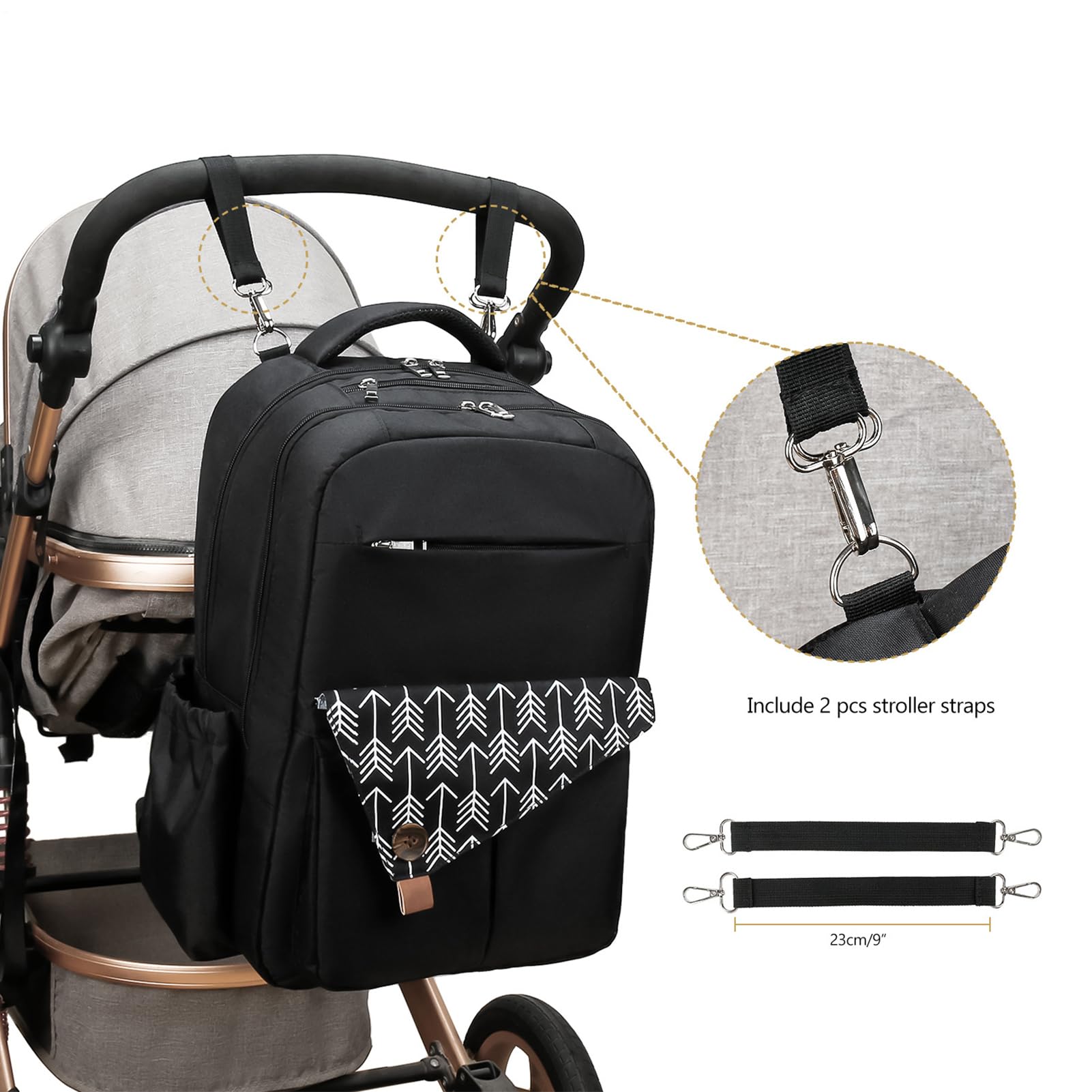 Borsa Per Pannolini Per Passeggino: Zaino A Doppio Strato Impermeabile Con | Porta USB, Grande Borsa Da Viaggio | Ampio Spazio Organizzatore Multifunzionale Per Le Mamme, Soluzione Di Stoccaggio Per