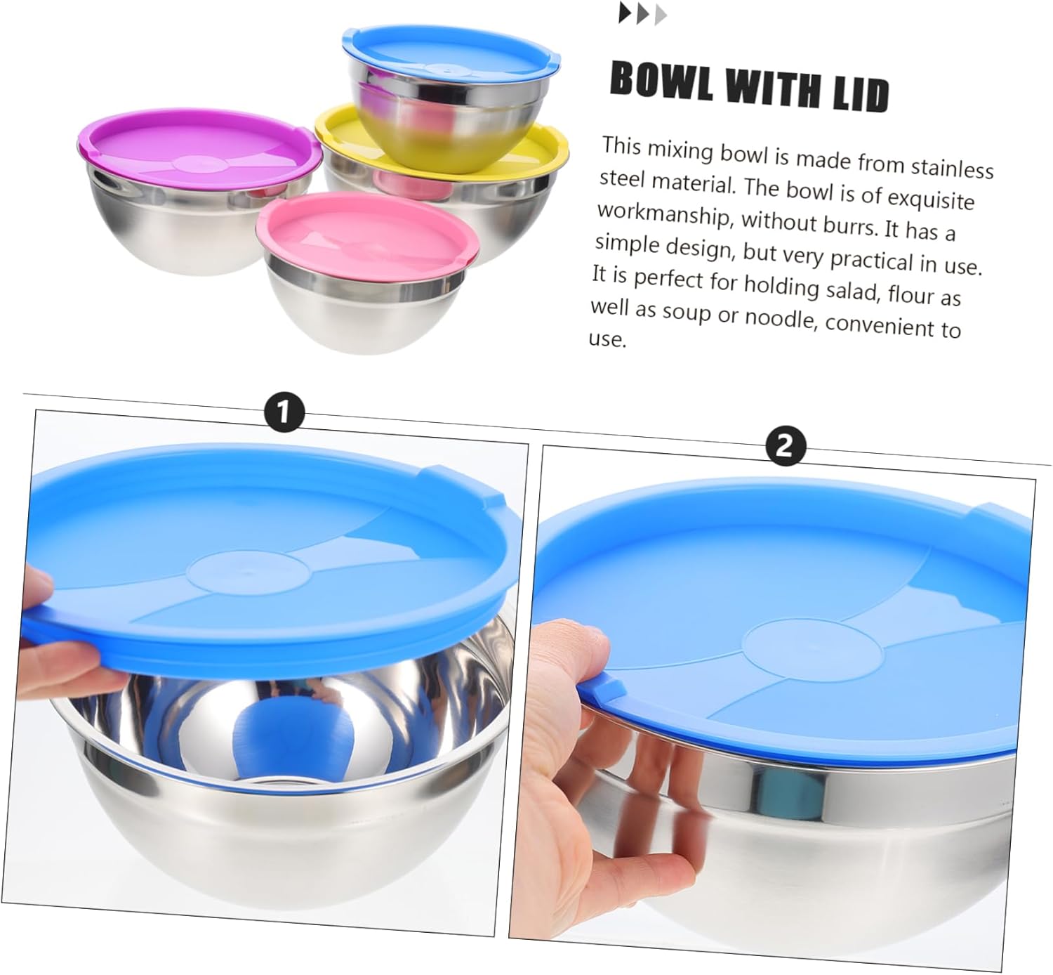 Unomor Mixing Bowl Set Stainlessness Colander Mixing Bowl Salad Bowls Home Essentials