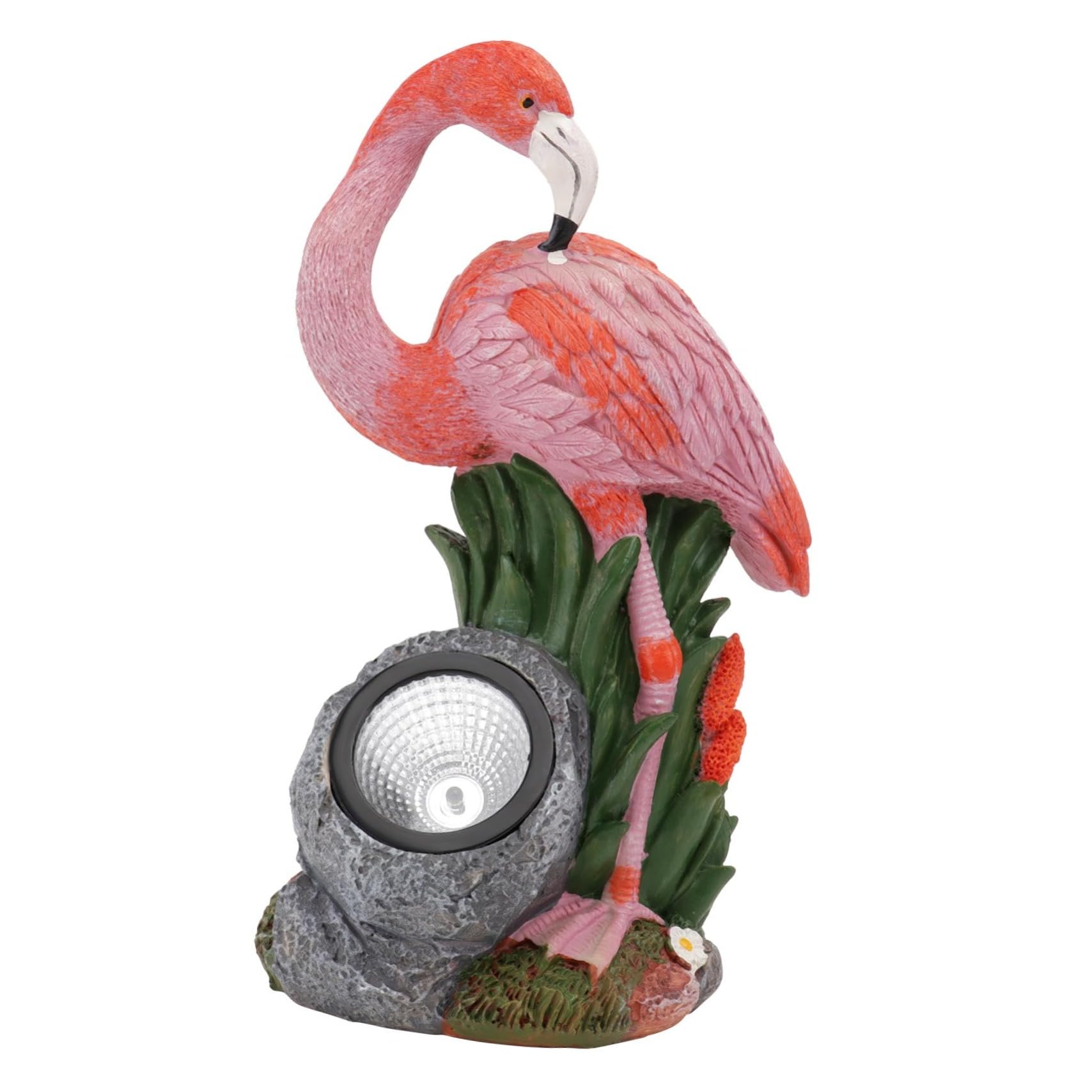 TOYANDONA Fenicottero Solare in Resina, Decorazione Rosa per Giardino e Casa, Luce per Sentiero o Portico, Statuetta Compatta e Delicata