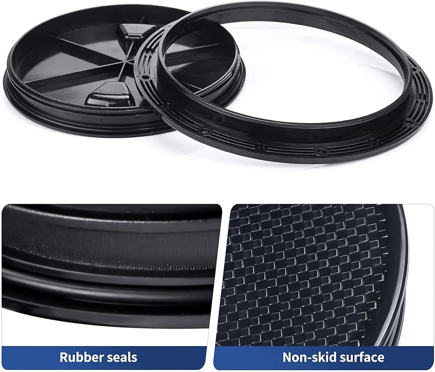 Boat Hatch 4 Pcs Boat Accessories Hatch 4" 6" 8" ABS Round Non Slip Inspection W/Detachable Cover for Marine Yacht for Ships, Rv