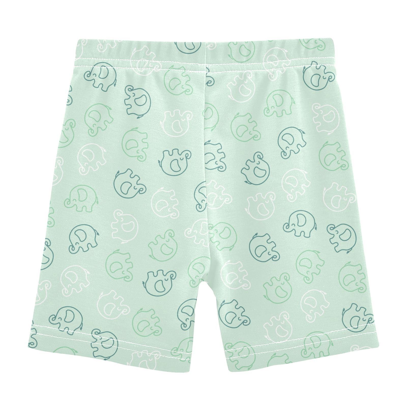 JHKKU Girls Cute Elephants Shorts Cotton Cartwheel Bike Kids Biker Under Dress Dance Short Girl Clothes 10Y