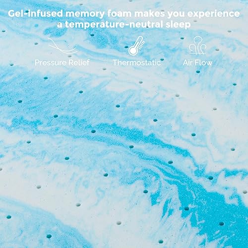 Miniatura 4 de Cubrecolchón, cubrecolchón de espuma viscoelástica de gel de 4 pulgadas, individual, certificado CertiPUR-US