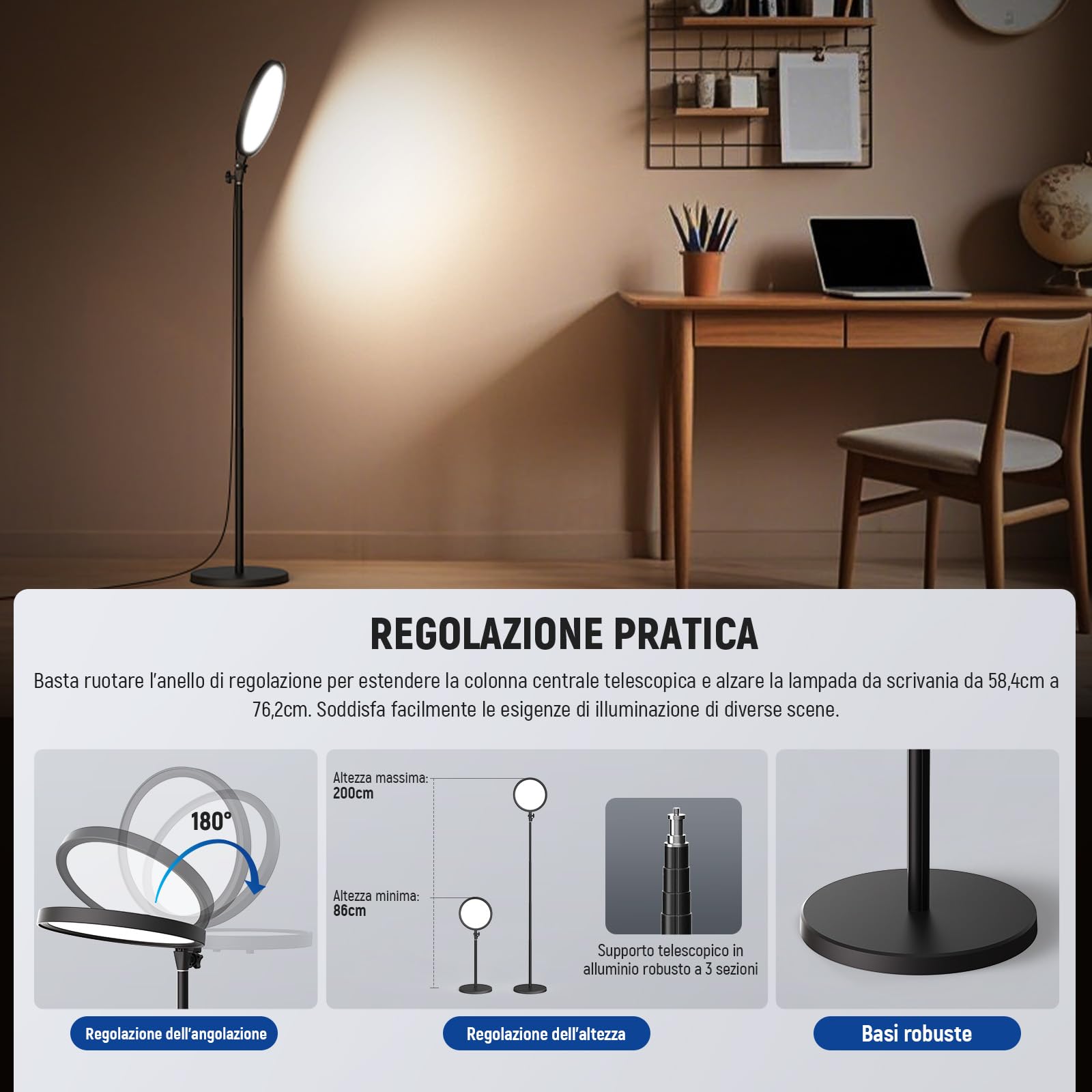 NEEWER BASICS Ring Light Grande 30cm 24W con Stand 68"/Portatelefono/Telecomando per iPhone Video Selfie Streaming Trucco Fotografia Studio, 3000K-6500K CRI98 Luce Pannello LED a Schermo Intero, BR13