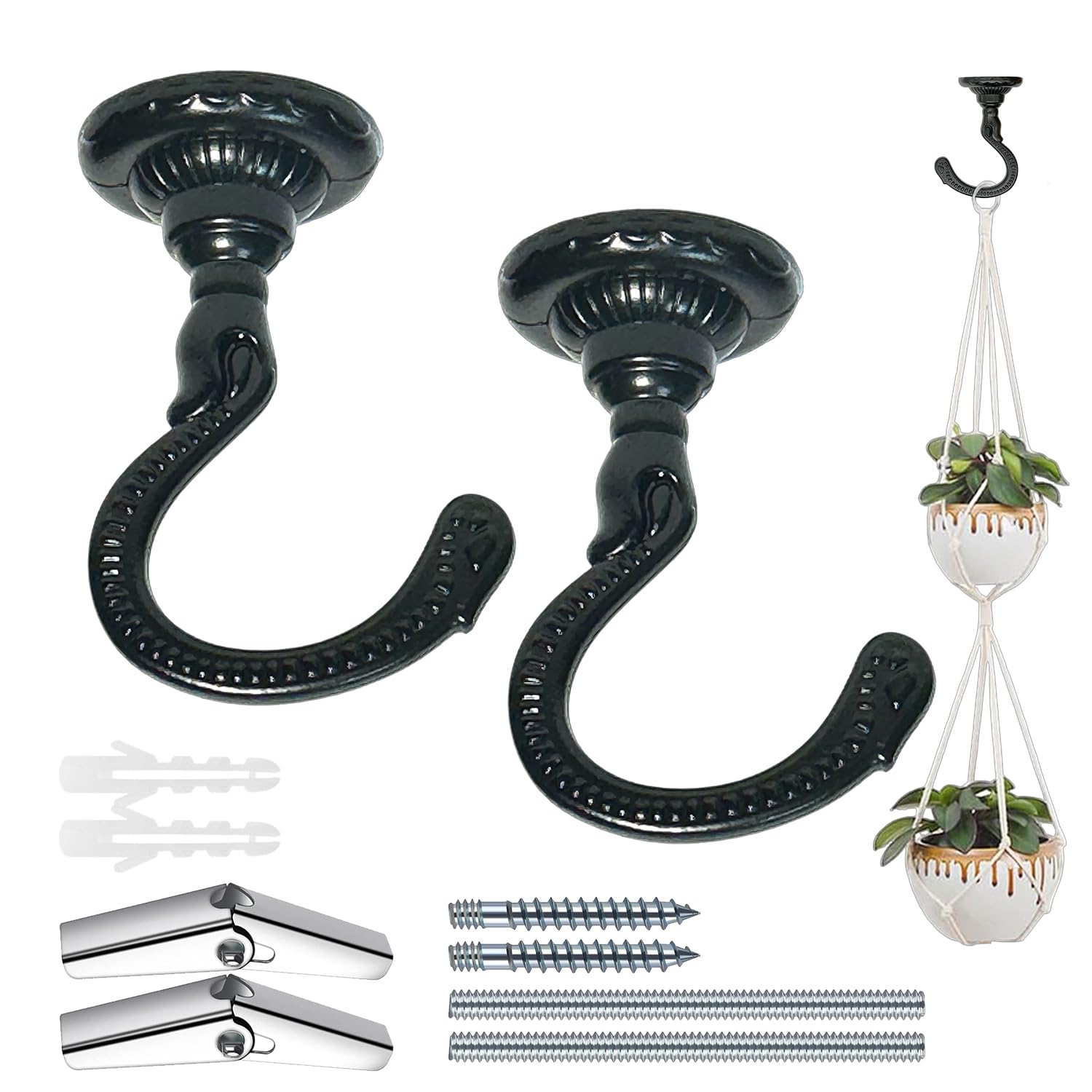 ceiling hook weight capacity Amazon.com: Evsteluo Heavy-Duty Ceiling Hooks 25–30 lbs Capacity with  Hardware Kit – for Wood, Cement & Drywall Installation (2 Sets Black) :  Home & Kitchen