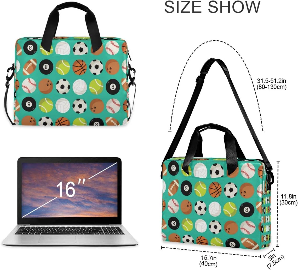 Laptop Bag Ball Soccer Golf Pattern Laptop Sleeves Case for 13 14 15.6 Inch Computer Tablet Briefcases Carrying Case Shoulder Bag for Work