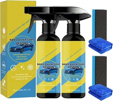 Car Nano Quick Coat Restore Coating Spray, Quick-Acting Coating Agent, Nano Quick Coat Restore, Quick Effect CoatingAgent Spray with Dust Proof 2PCS