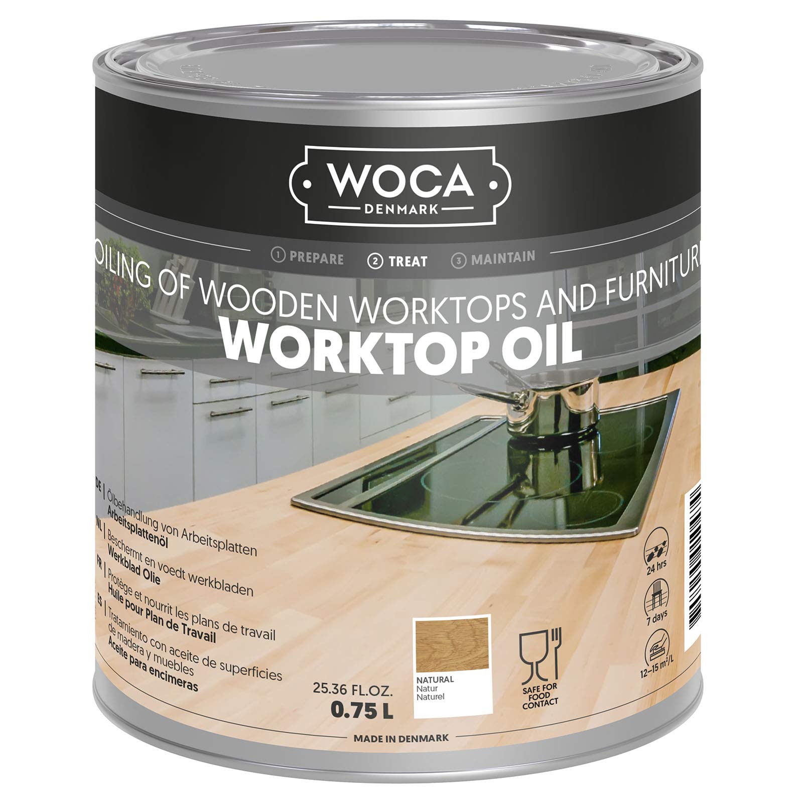 Woca Worktop Oil Natural 0.75 litres for Untreated Wood Surfaces