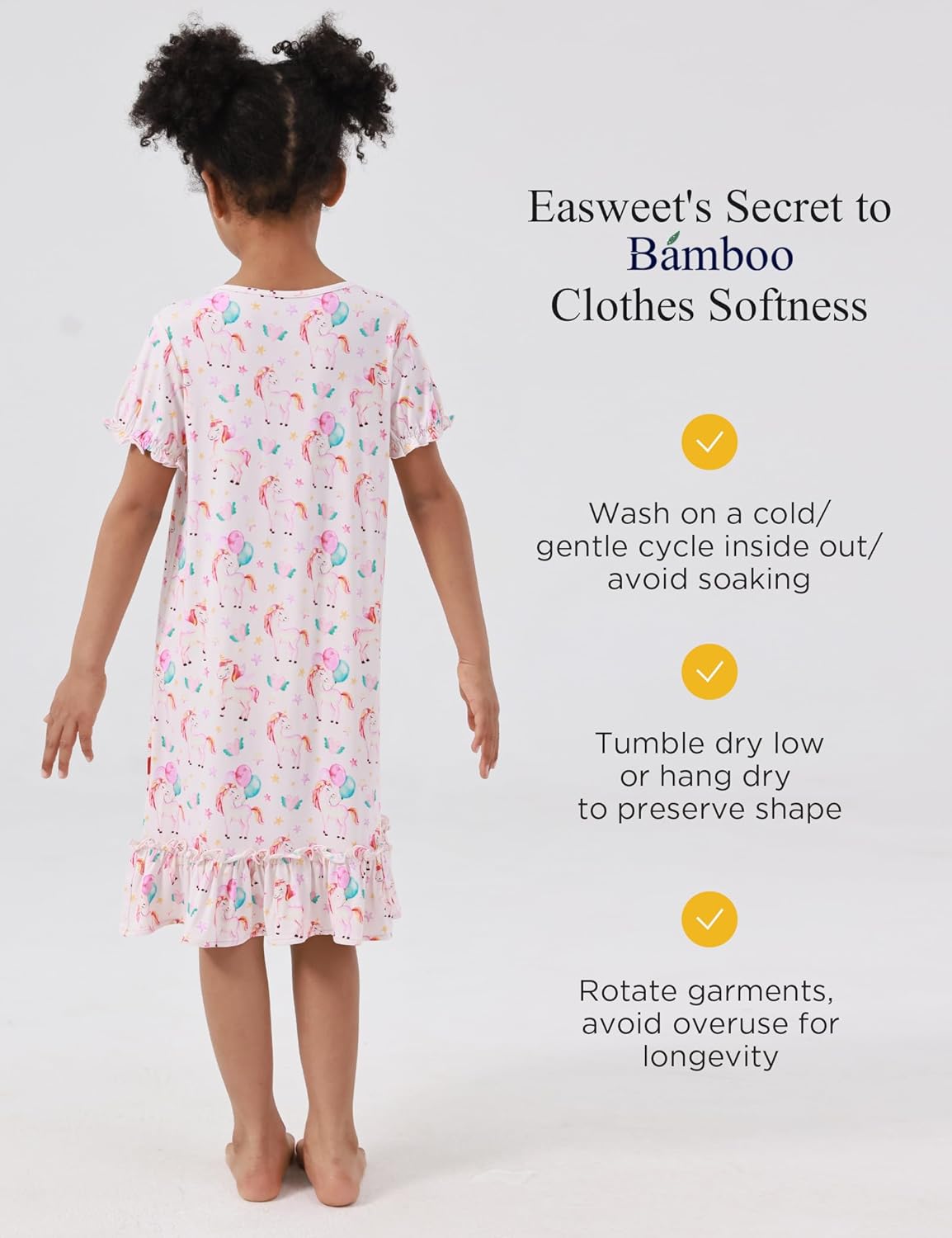 Bamboo Viscose Little Girls Nightgowns Short Sleeve Casual Summer Pajama Dress for Girls - Image 5