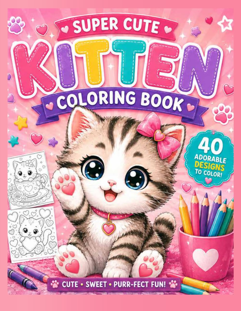 Super Cute Kitten Coloring Book: Adorable Kittens to Color and Love
