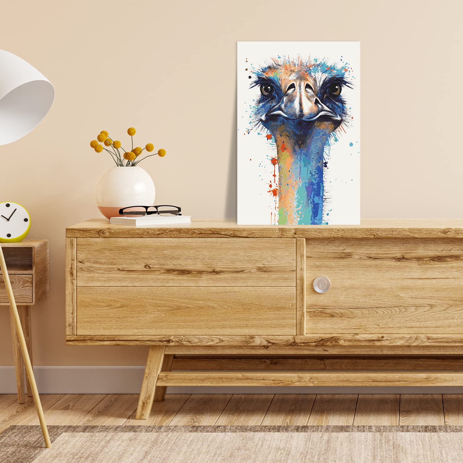 Malen nach Zahlen Erwachsene - Straussenfamilie Opa Siegfried 90 x 60 cm groß XL Premium-Malset ohne Rahmen, Hergestellt in unserer Produktion in Deutschland