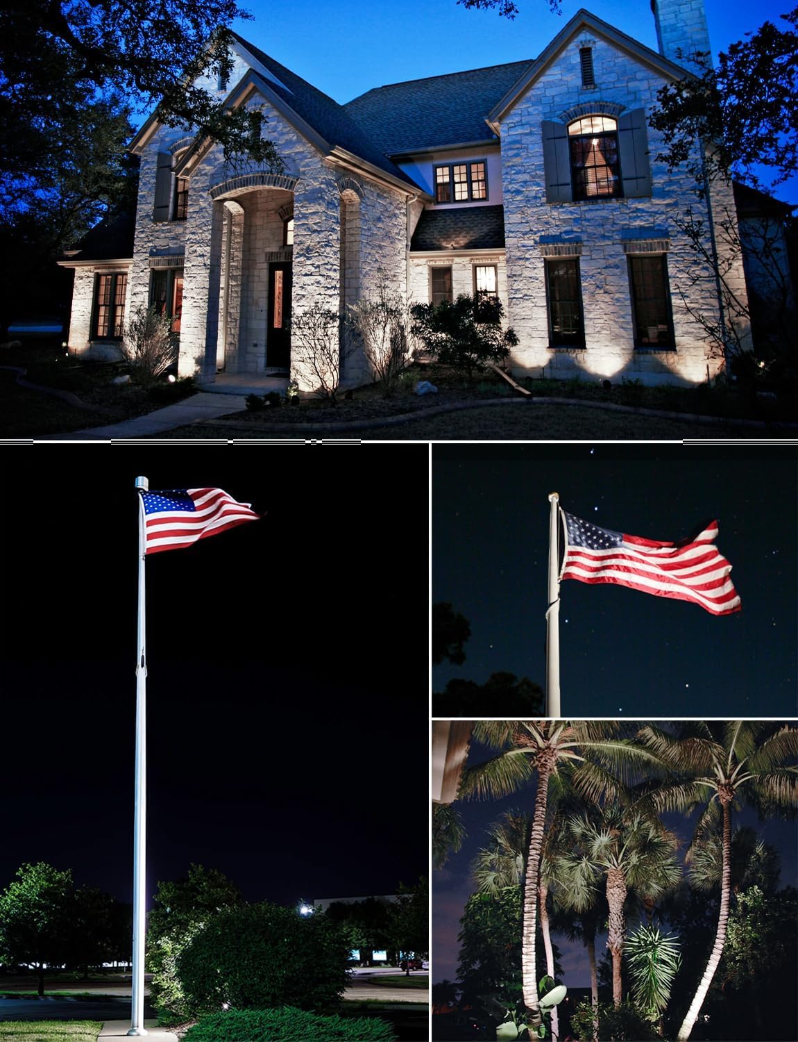 SUNVIE 30W LED Spot Lights Outdoor 5000K Daylight Flag Pole Light 120V Plug in Spotlight Outdoor with US 3-Plug Waterproof Flag Lights Outdoor Ultra Bright Landscape Spotlights for Palm Tree Statue