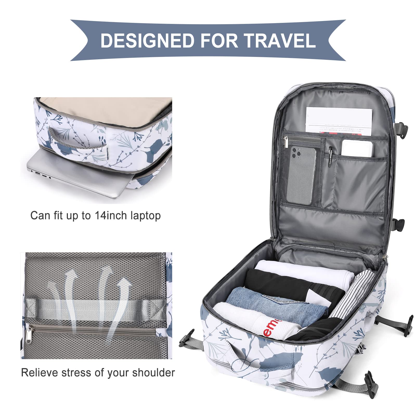 SZLX Borse da Cabina per Easyjet 45x36x20 Zaino da Viaggio Donna Ryanair 40x20x25 Bagaglio a Mano con porta usb zaino da viaggio aereo bagaglio a mano zaino per laptop Casual Daypack