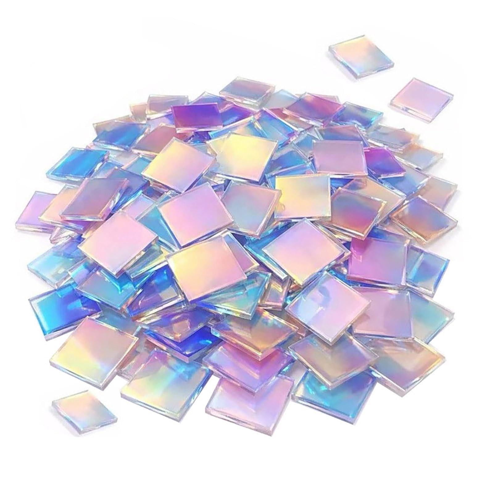 Quorave Mini Holographic Acrylic Squares 2cm (0.8in) / 3cm (1.2in), Iridescent Rainbow Tiles for Mosaic Craft, Light Art Projects, DIY Resin Jewellery Accents 3cm 200pcs