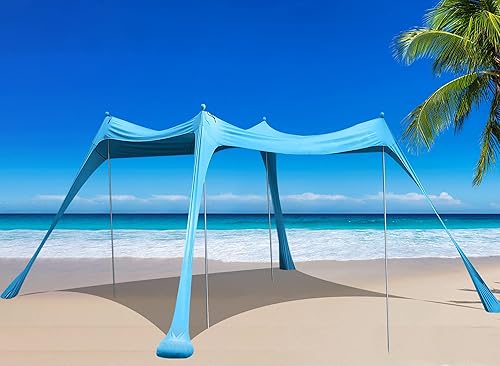BOTINDO - Carpa Gazebo familiar con parasol para la playa,toldo emergente para protegerse del sol, 4 tubos con bolsa de transporte para playa,