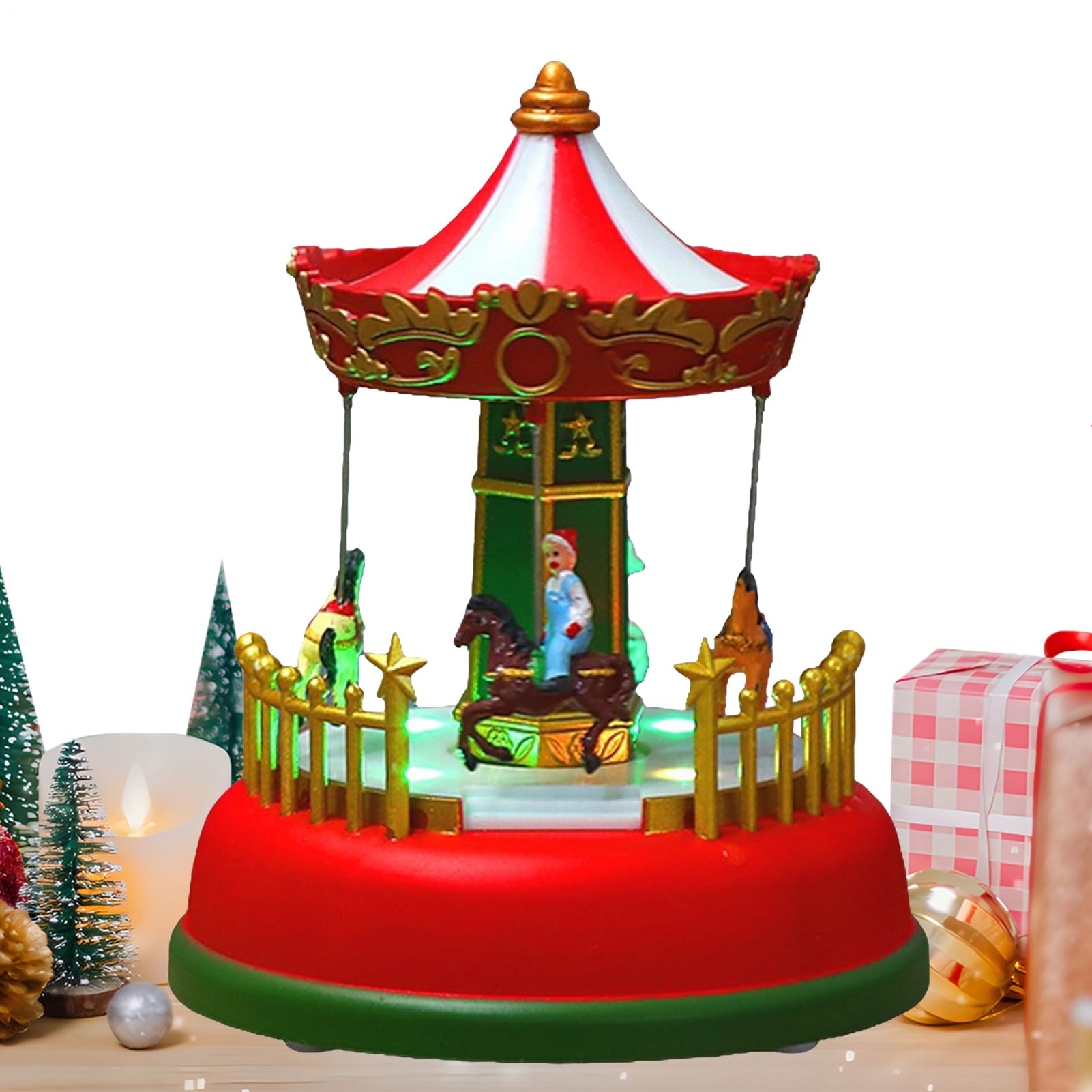 Figurines de Noël d'intérieur avec musique et lumière pour salon et chambre
