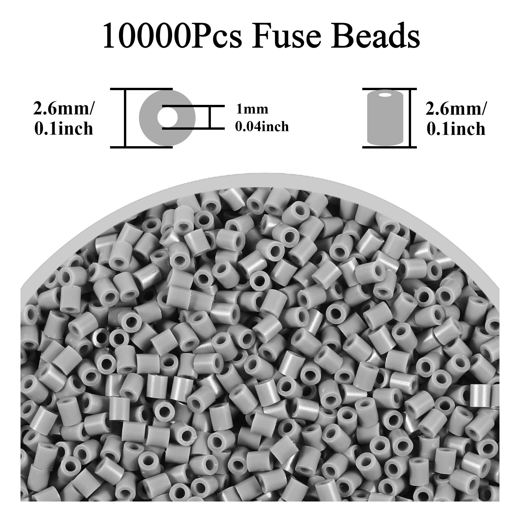 10000Pcs Loose Mini Fuse Beads 2.6mm Bulk Refill Kit Stress Relief Pixel Art 3D Craft Melting Beads for DIY Decor Crafts Creative Handmade Projects (Grey 1) - Image 2