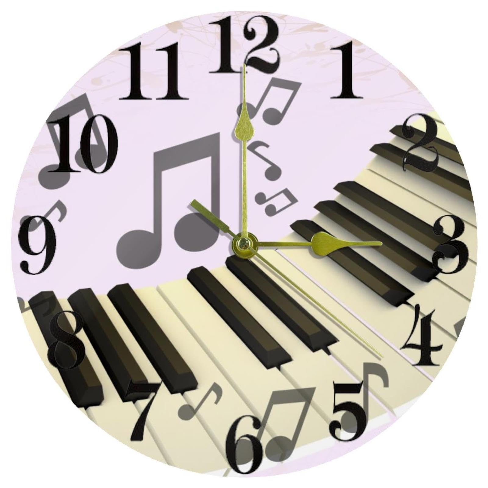 Horloge murale ronde notes de musique et piano pour une deco de cuisine moderne