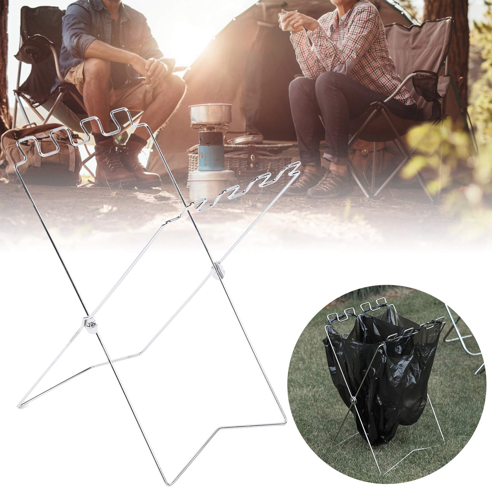 Support Métallique Pour Sac Poubelle Grande Capacité - 100-125L, Portable Et Stable, Pour Jardin Et Extérieur