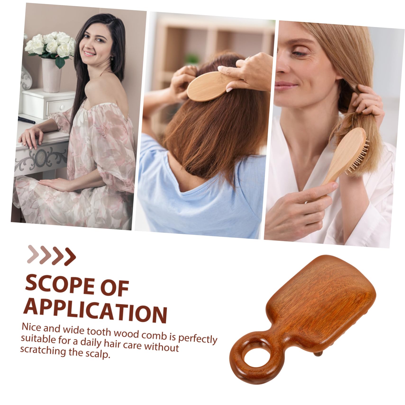 FRCOLOR 5stücke Natürlicher Holz-kamm Aus Goldsandelholz Breitzahn-kamm Für Kopfhautmassage Und Haarentwirrung Praktisches Massagewerkzeug Für Glattes Und Lockiges Haar