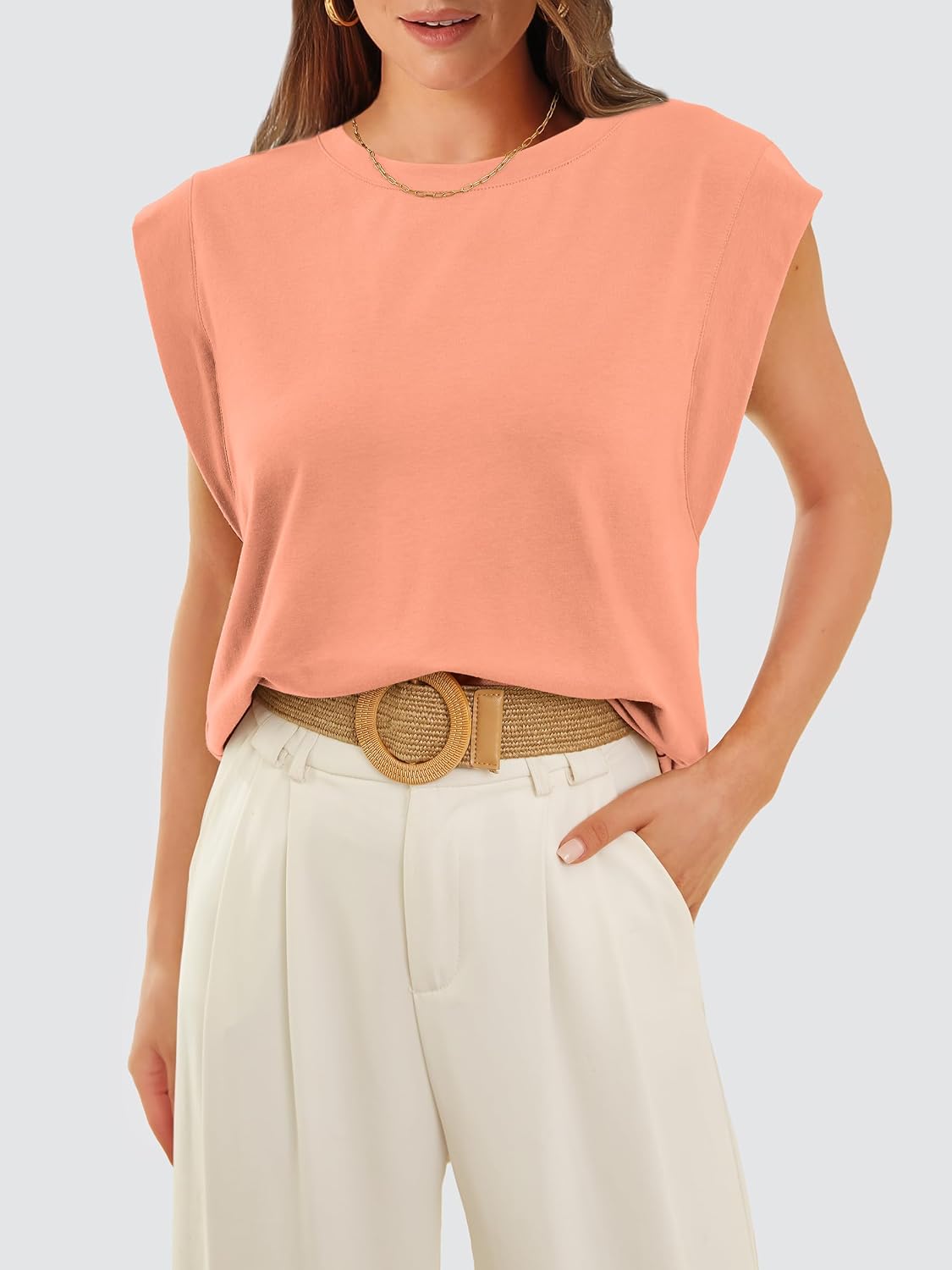  Cap Sleeve Tops for Women Summer Top Basic Tee Shirts Business Casual Tank Loose Fit 2026 Fashion thumbnail