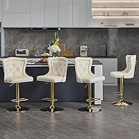 Vista 18 de Juego de 2 taburetes de bar negros y dorados, taburetes de bar de terciopelo con respaldo de ala alta, modernas sillas de bar tapizadas, taburete