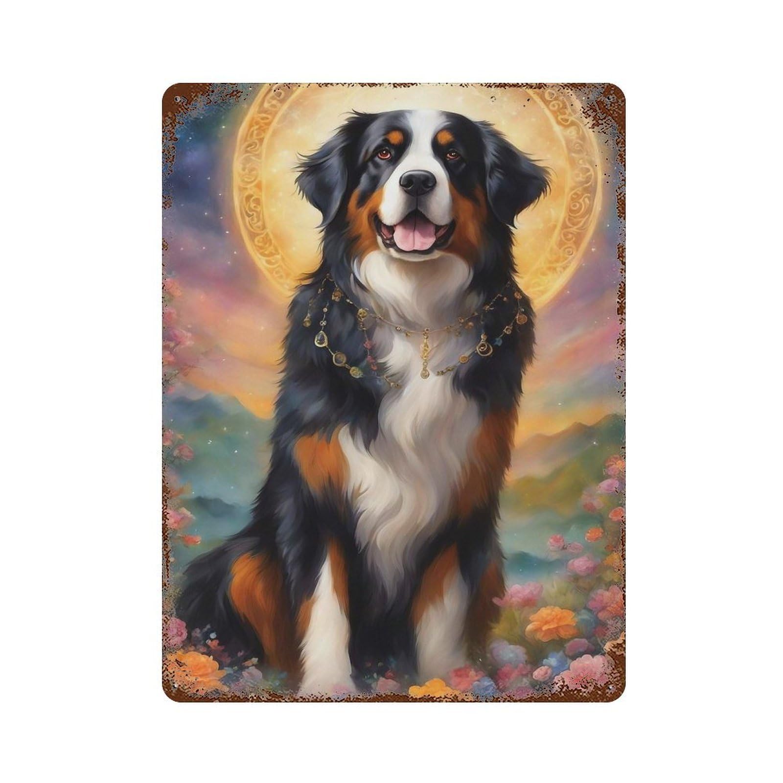 Dog000120 Weathered Tin Sign 15.7"x11.8", Shabby Chic Decor for Garage, Pub Or Kitchen