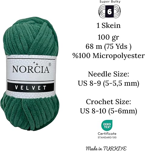 Miniatura 2 de Hilo de terciopelo suave en chenilla para tejer a ganchillo, súper voluminoso, 3.53 oz (74.3 yardas) para tejer hilo amigurumi, hilo elegante para