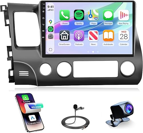 8Core 4G+64G Android 15 Radio de coche para Honda Civic 2006 2007 2008 2009 2010 2011, Rimoody Car Stereo Wireless CarPlay Android Auto GPS 5G-WiFi
