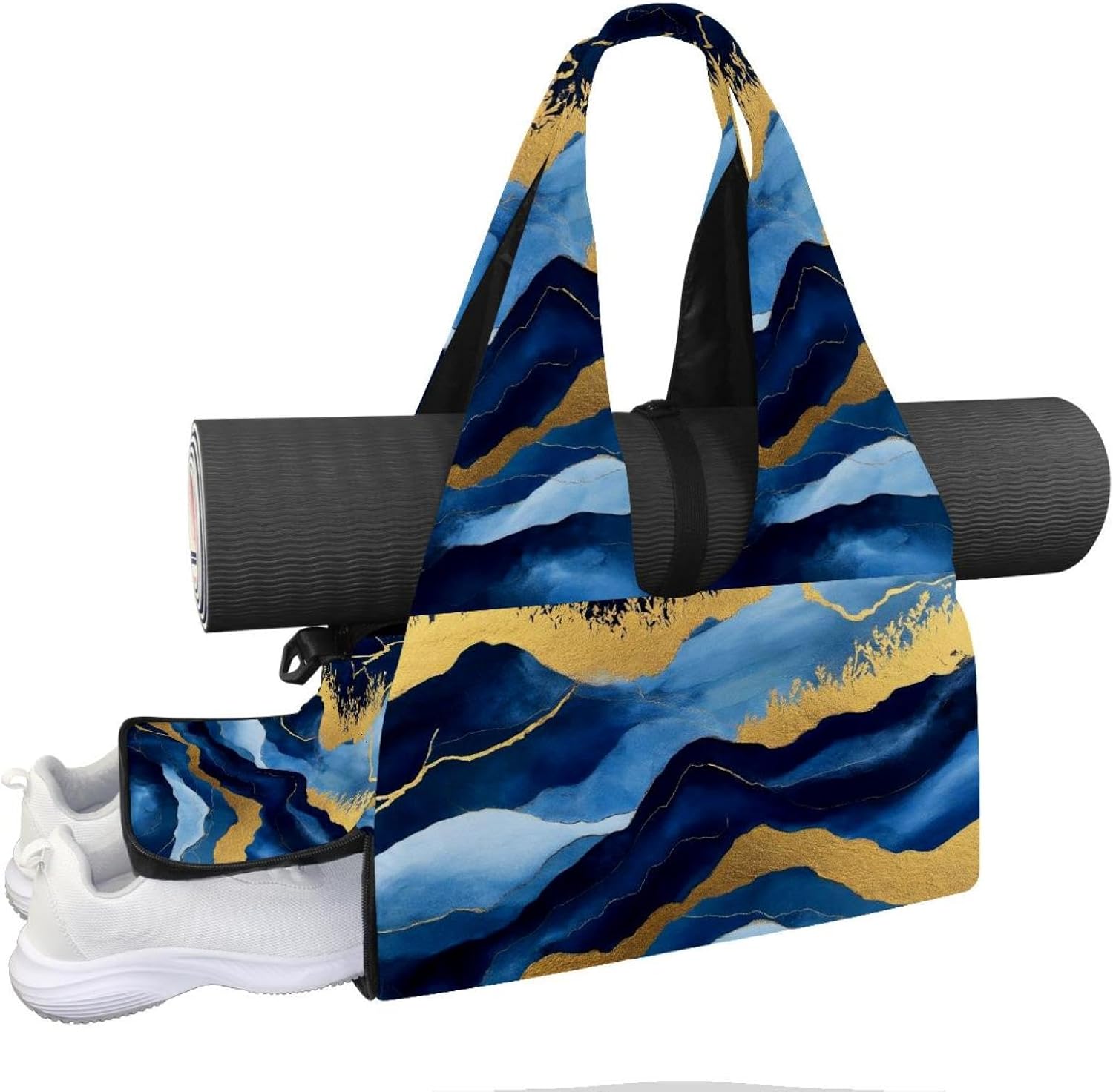 Yoga Mat Bag, Gym Workout Bag with Shoe Compartment, Sea Turtle Corals Pilates Bag for Women, Quick Access Storage Yoga Tote Bag for Sports Travel Office