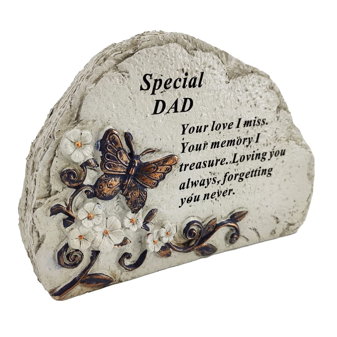 AngraveMemorials Special Dad Flower & Butterfly Memorial Graveside Stone Shaped Plaque Ornament