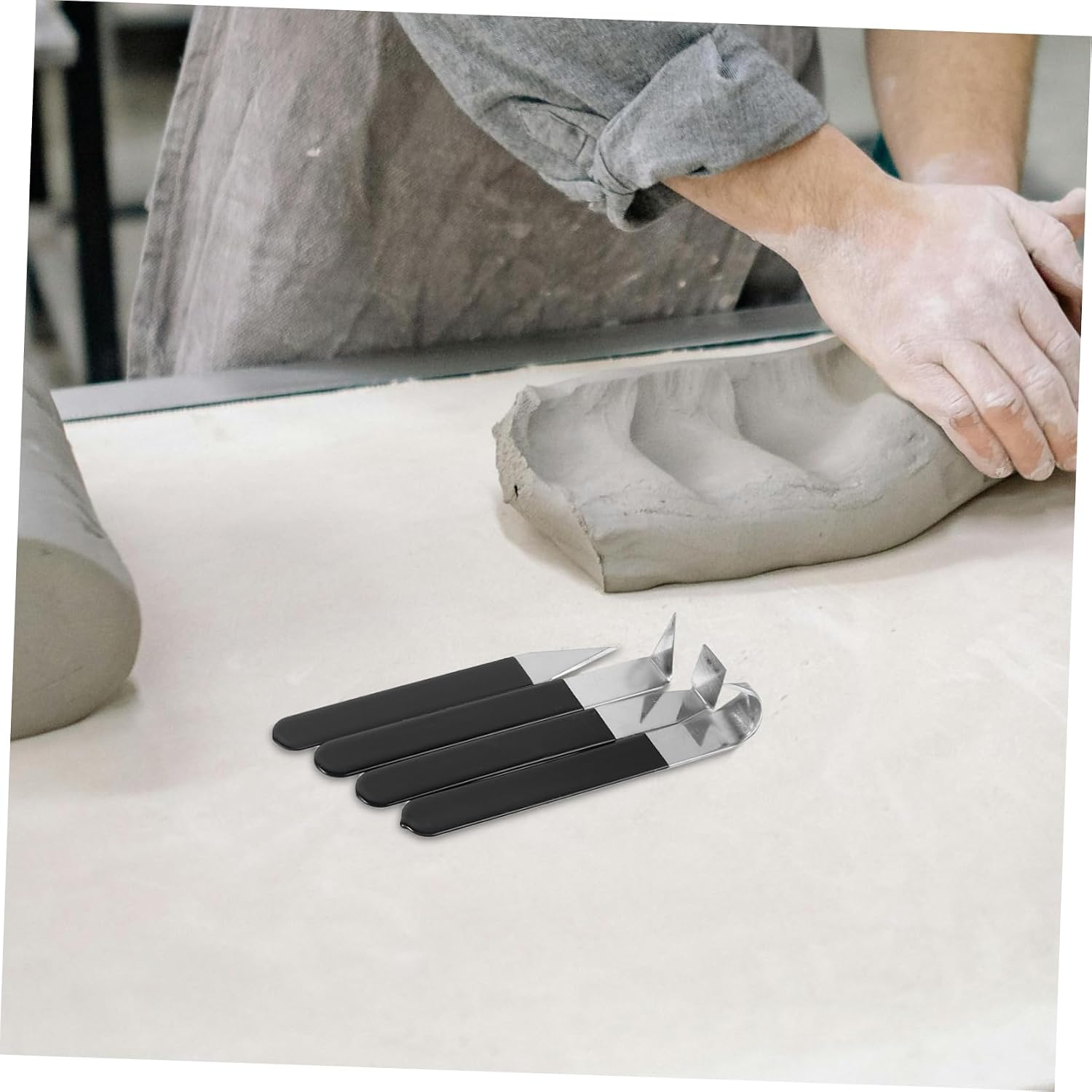 Operitacx 8pcs Stainless Steel Clay Trim Knife Craft Trim Clay Pottery Sculpture Tools