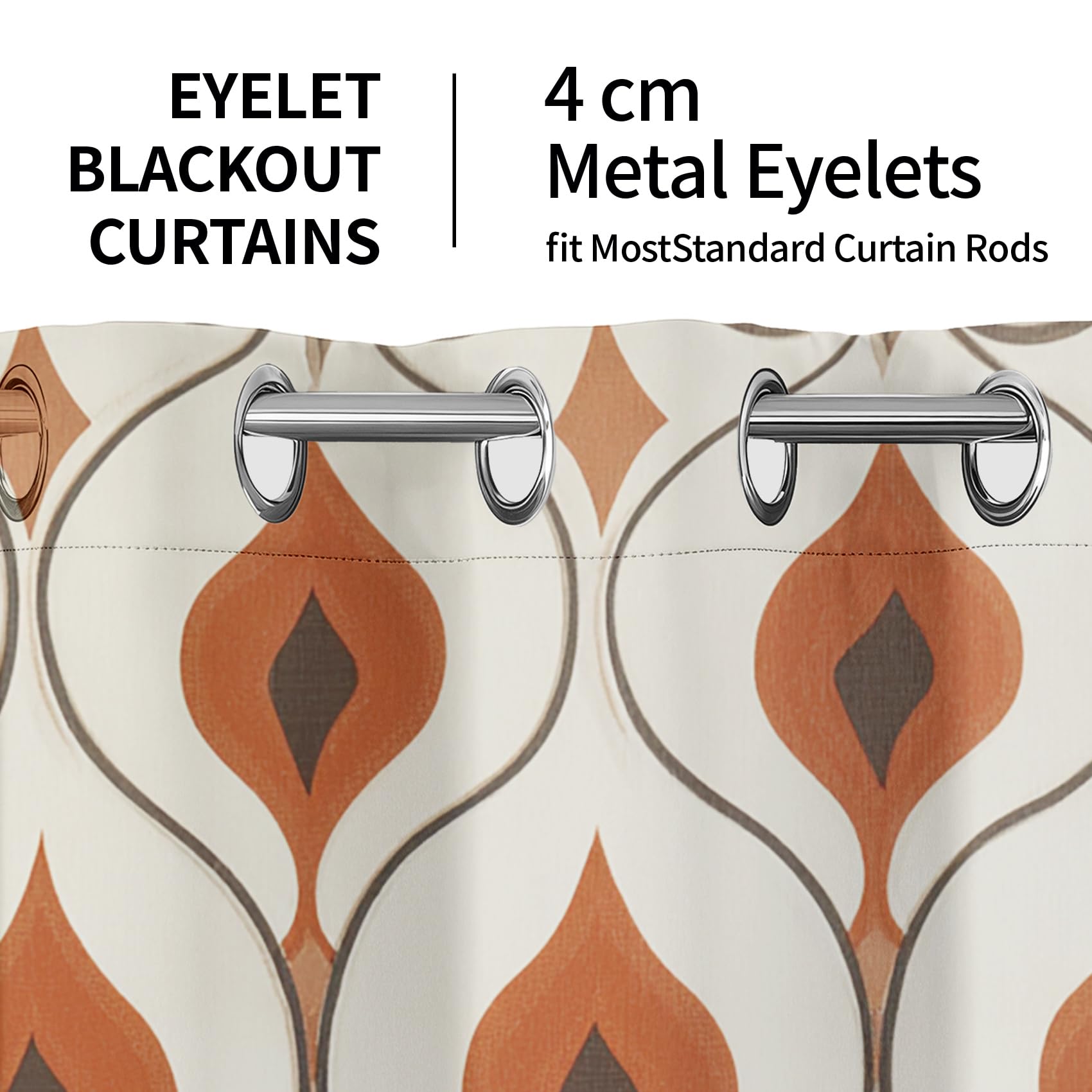 Géométrique Rideaux, Milieu du Siècle Motif Rideau Occultant | pour Salon et Chambre, Rideau Opaque à Oeillets, Isolant Thermique Lot de 2 Rideaux et Draperies Intérieur 117L X 229H cm