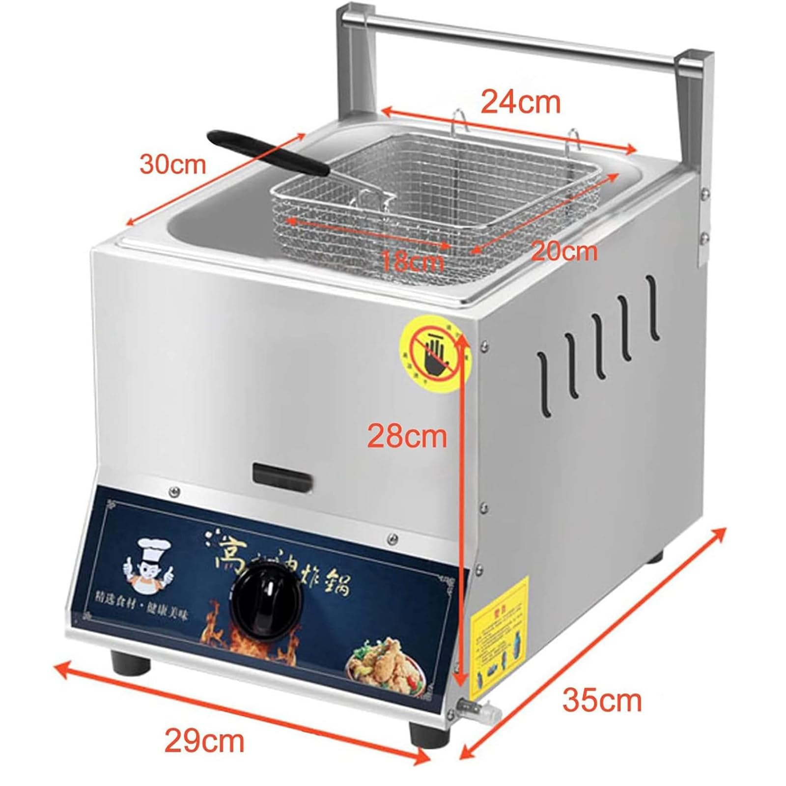 Deep Fryer Friggitrice A Gas Professionale,Friggitrice in Acciaio Inossidabile,Potenza Fuoco Regolabile,per Cestello per Ristorante Commerciale Famiglia ​Friggitrice,10L