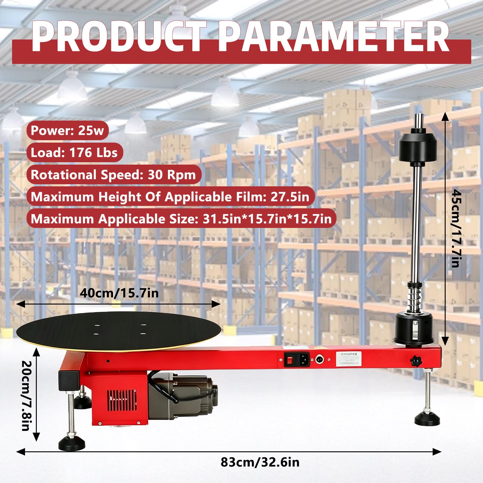 Avvolgitrice elettrica per Pallet, velocità 30 Giri/min.