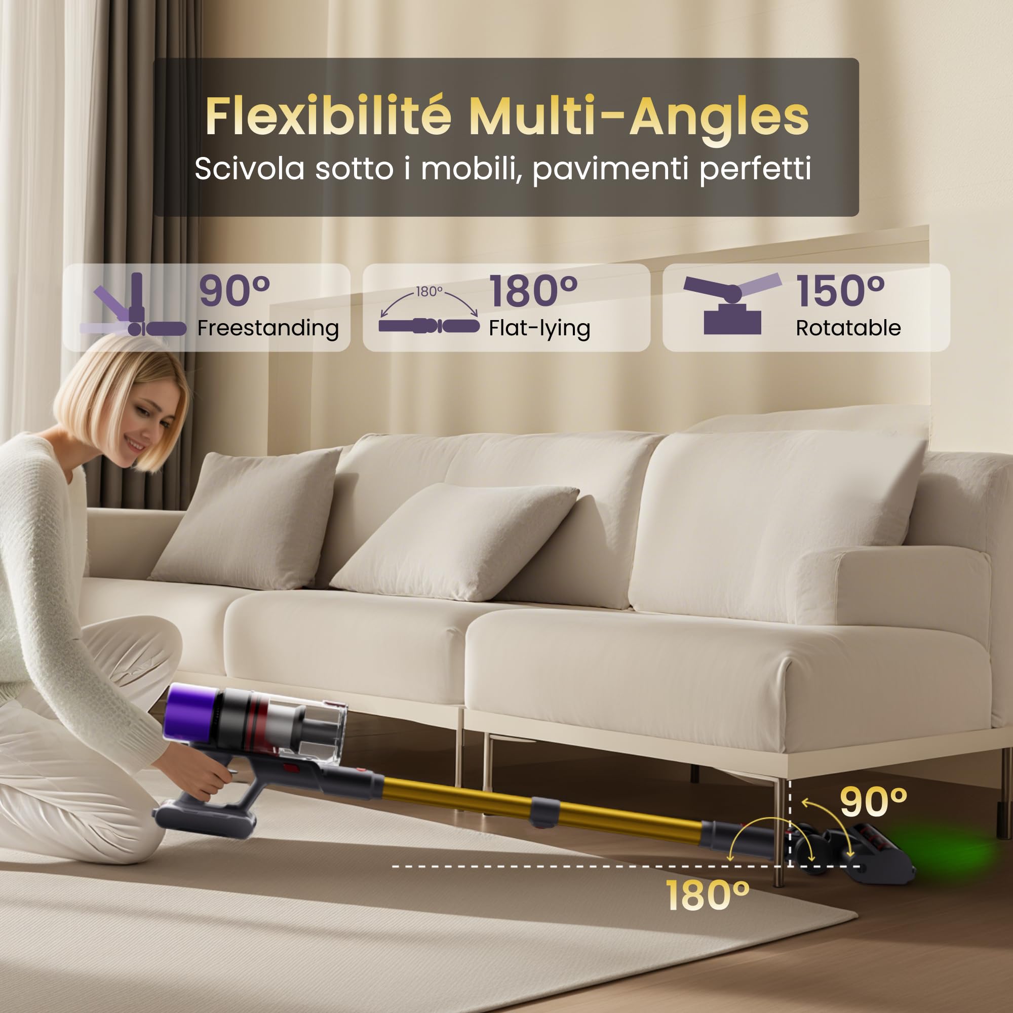 X7 Aspirateur sans Fil avec Station Murale, 55 kPa, 600 W, 80 Min