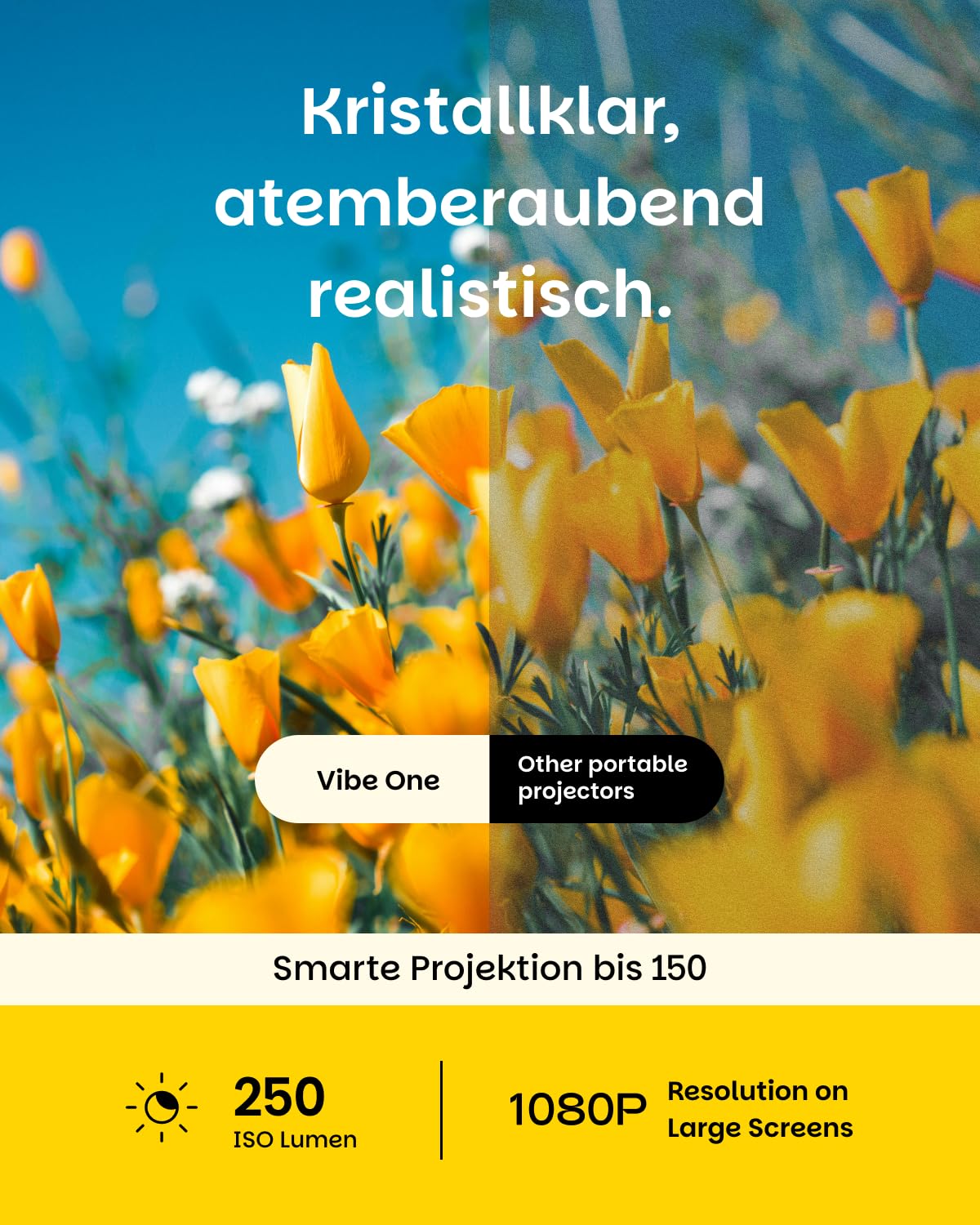 XGIMI Vibe One mit Akku, Smarter tragbarer Mini-Beamer, 1080p-Projektor, Google TV mit Netflix, Sound by JBL, Autofokus & automatische Trapezkorrektur, HD-Outdoor-Beamer für Ihr Zuhause (Cloud Ash)