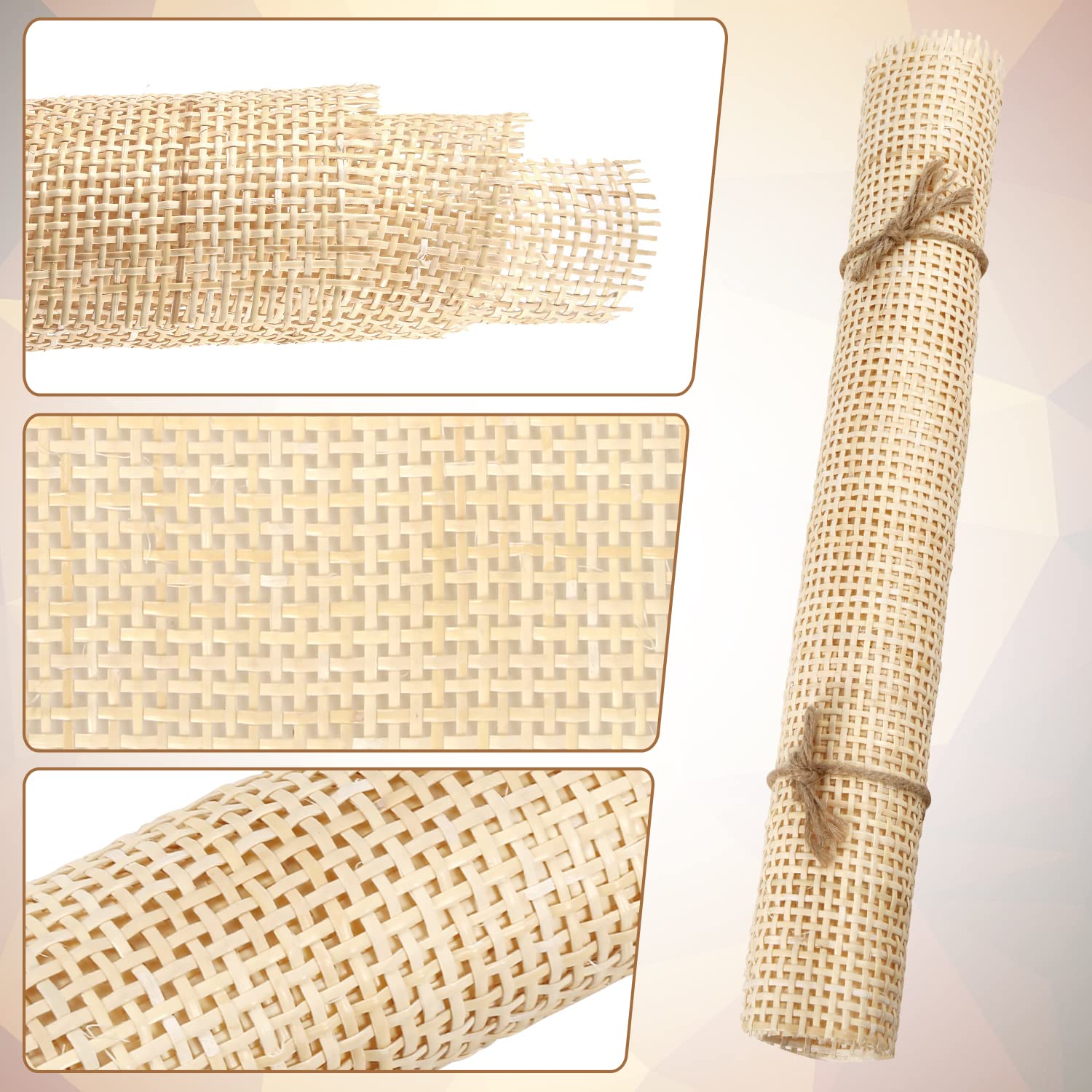 Rotolo Di Rattan Naturale 1x0,4m - Per Fai Da Te, Rivestimento Mobili, Sedia O Armadio, Sbiancato - Foto 6