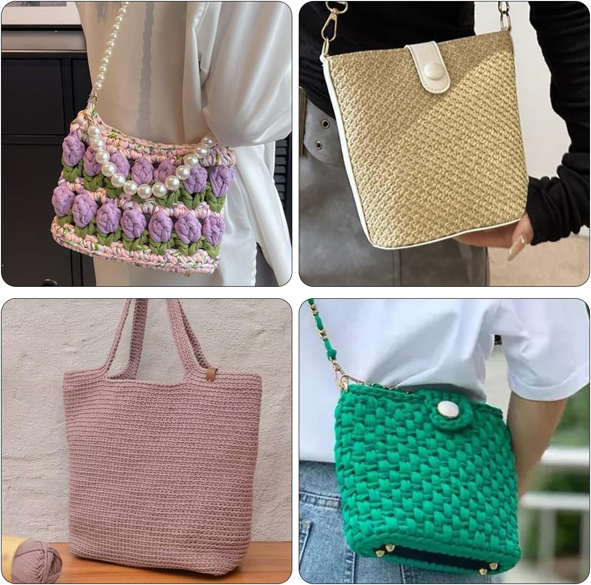 5 PCS Bag Bases for Crochet PU Leather Bag Bottom Oval Bag Bottom Shaper Pad Purse Bottom Knitting Crochet Base Cushion Base with Holes Handbag Making Supplies for DIY Crochet Bag Shoulder Bag Craft - Image 7