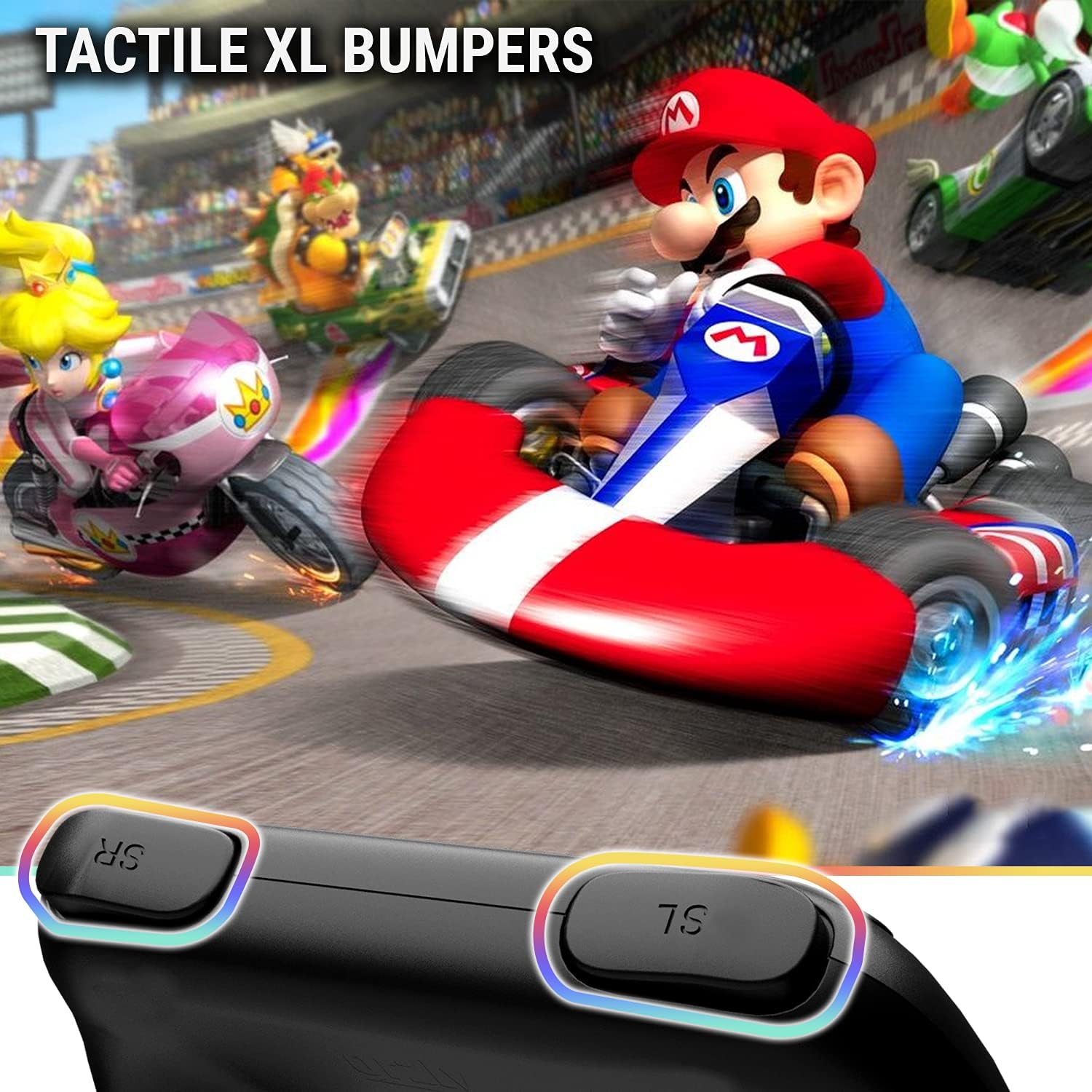 Orzly Grips for Nintendo Switch Joycon Controller Grips for Super Smash Brothers and Other Games. Party [4 Pack] Joy-Cons Grips with LED Light Edition - Patented Design