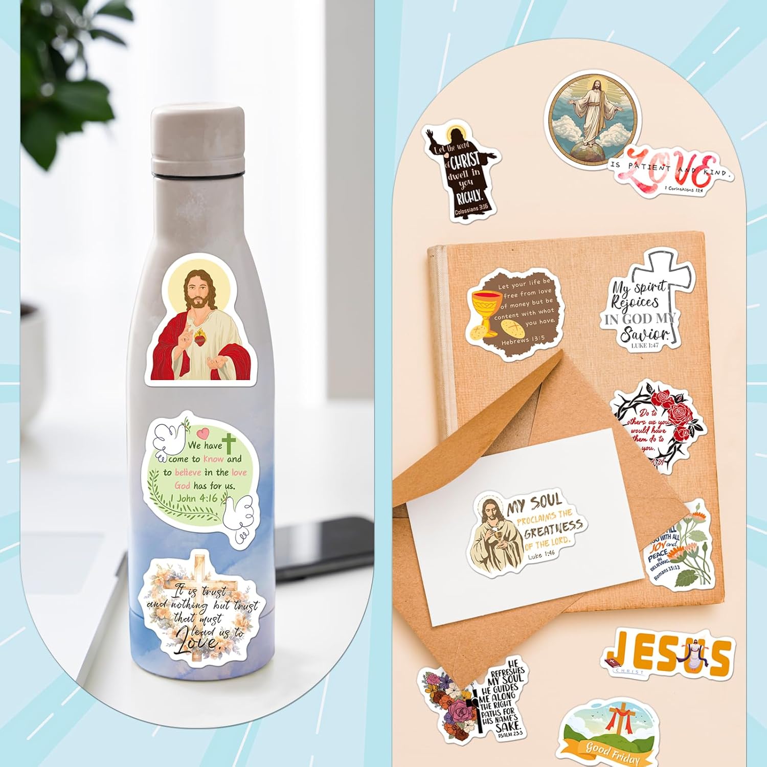 300 PCS Catholic Stickers, Religious Stickers for Water Bottles Laptop Catholic Gifts Supplies for Women Adults Bible Virgin Mary Sacred Heart Sunday Church Jesus - Image 4