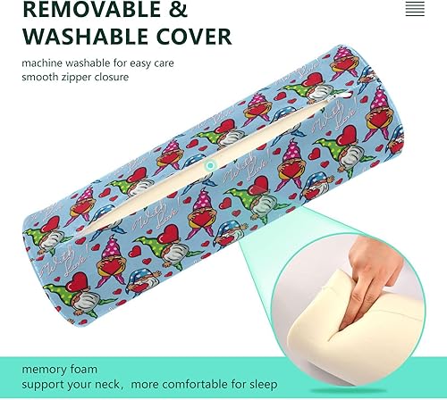Miniatura 4 de Hearts Gnomes with Love Bolster Pillow Spa Neck Roll Pillows for Pain Relief Round Pillow Insert Pillow Cylinder Decorative Neck Roll Covers
